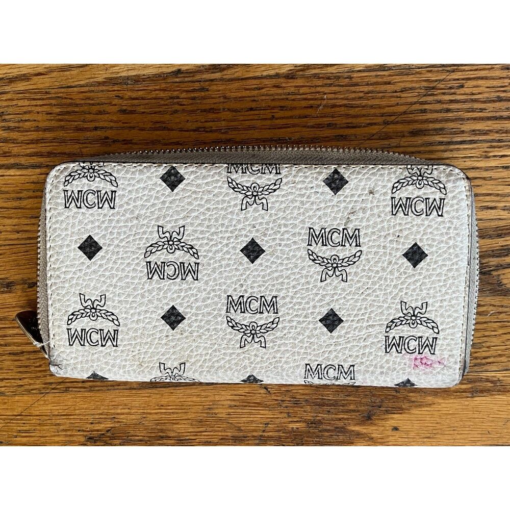 MCM White Leather Logo Purse Wallet  Women's Size Small - Picture 5 of 8